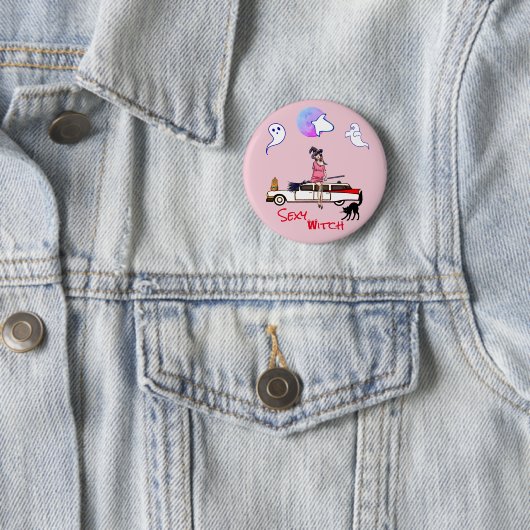 Ghosty Ghost Pink Halloween Button (In situ)