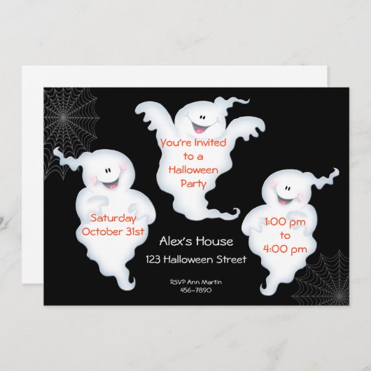 Ghosty Halloween Uitnodiging (Voorkant / Achterkant)