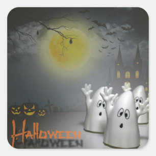 Ghosty Halloween Vierkante Sticker