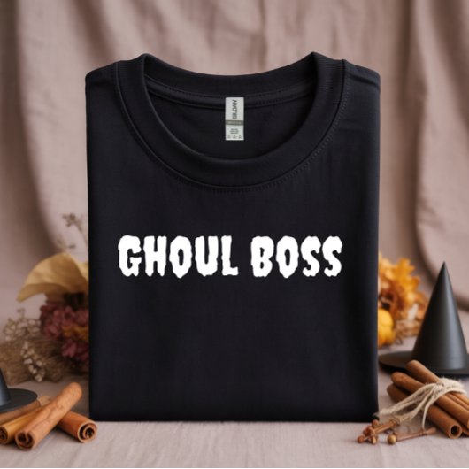 Ghoul Boss witte typografie Halloween T-shirt