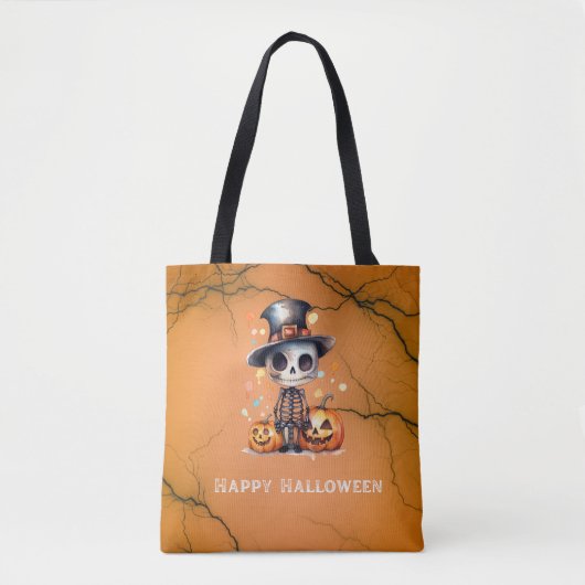 Ghoul en Jack-O' Lantaarns Sinaasappel Zwart Hallo Tote Bag (Voorkant)
