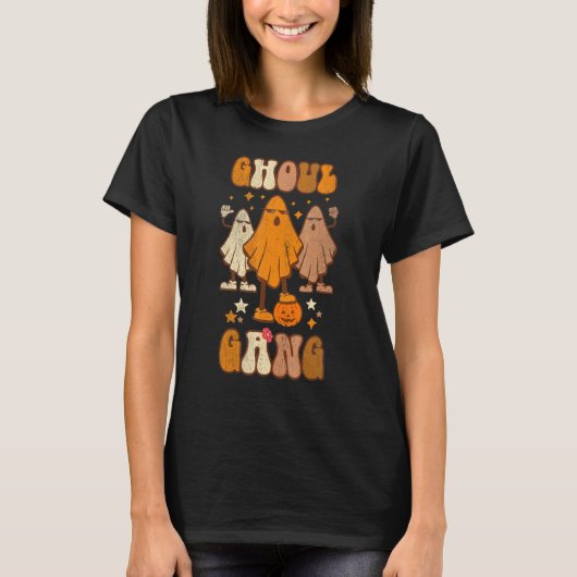 Ghoul Gang Groovy Hey Boo Pumpkin Boo Crew Spooky T-shirt (Voorkant)