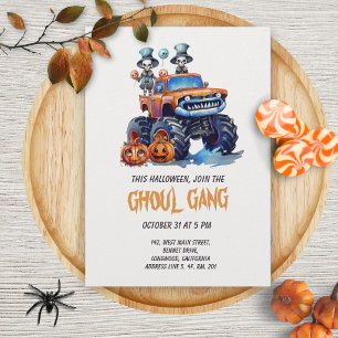 Ghoul Gang Monster Truck Halloween Uitnodiging