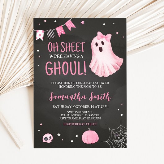 Ghoul Ghost Halloween Baby shower Kaart