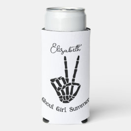 Ghoul Girl Summer Skeleton Vredesteken gepersonali Seltzer Blikjeskoeler