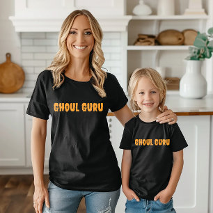 Ghoul Guru oranje Halloween typografie T-shirt