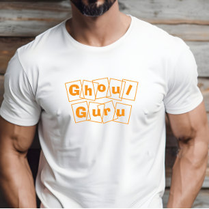 Ghoul Guru oranje Halloween typografie T-shirt
