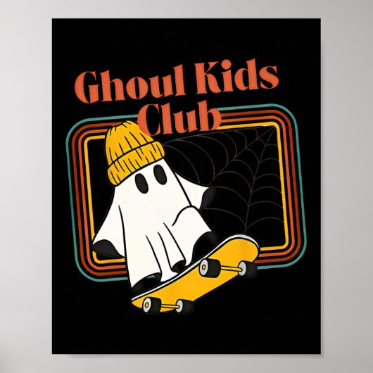 Ghoul Kinder Club Skater Halloween Cool Ghost Skat Poster (Voorkant)