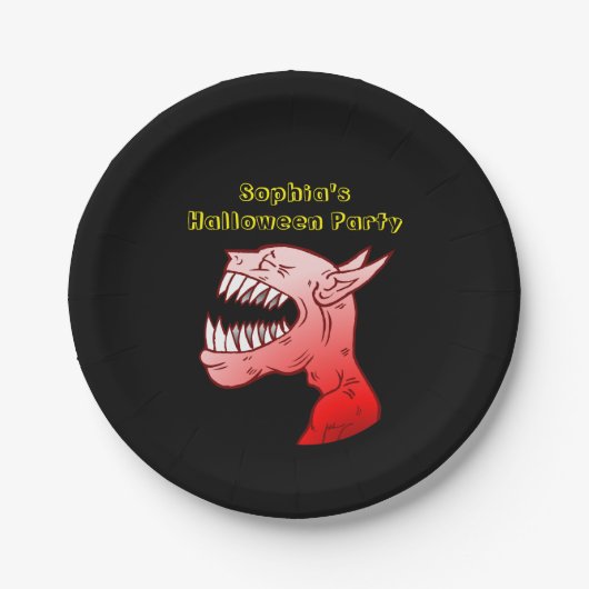 Ghoul met een mooie lach papieren bordje (Voorkant)