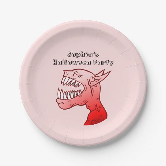 Ghoul met een mooie lach papieren bordje (Voorkant)