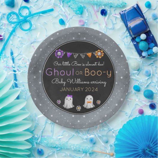Ghoul of Boo-y Halloween geslacht onthullen borden Papieren Bordje (Feest)