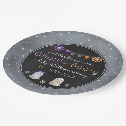 Ghoul of Boo-y Halloween geslacht onthullen borden Papieren Bordje (Gekanteld)