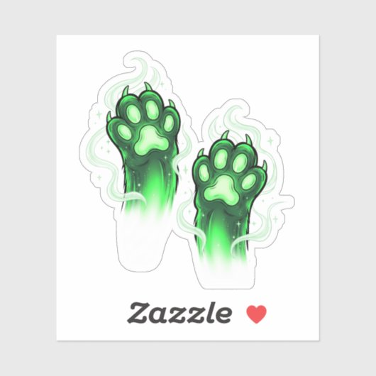 Ghoul Paws – Glowing Green Cat Paws Halloween Sticker (Vel)