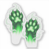 Ghoul Paws – Glowing Green Cat Paws Halloween Sticker (Voorkant)