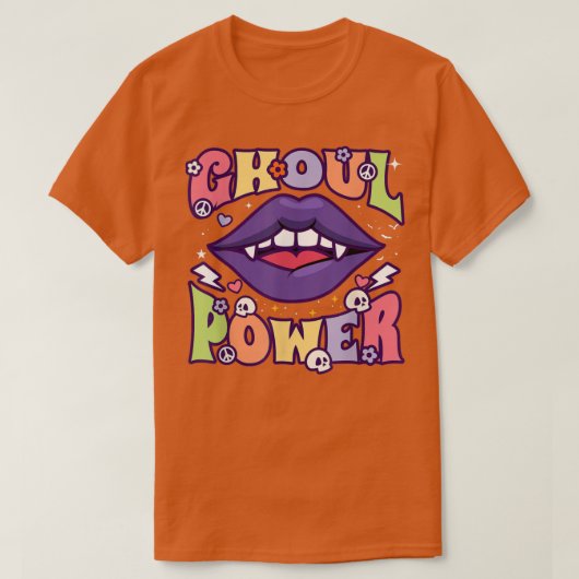 Ghoul Power Funny Halloween Vibes Retro Groovy Vam T-shirt (Design voorkant)
