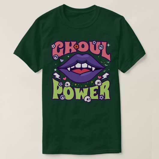 Ghoul Power Funny Halloween Vibes Retro Groovy Vam T-shirt (Design voorkant)