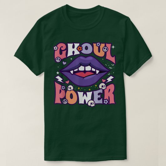 Ghoul Power Funny Halloween Vibes Retro Groovy Vam T-shirt (Design voorkant)
