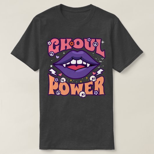 Ghoul Power Funny Halloween Vibes Retro Groovy Vam T-shirt (Design voorkant)