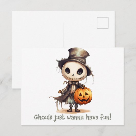 Ghoul wil gewoon plezier hebben Halloween Feestdagenkaart (Voorkant / Achterkant)