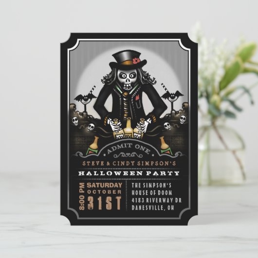 Ghoulish Fun Halloween Party Invitation Kaart (Staand voorkant)