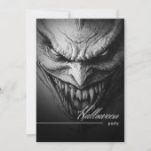 Ghoulish Gargoyle Black & White Halloween Party Kaart (Voorkant)