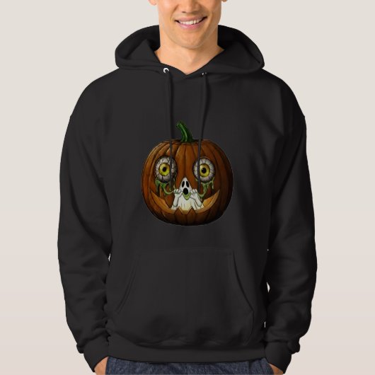 Ghoulish Ghost Dripping Eyeballs Jack-O-Lantern Hoodie (Voorkant)