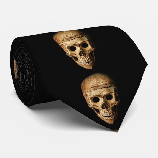 Ghoulish Grinning Skull Stropdas (Opgerold)