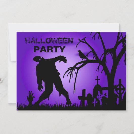 Ghoulish Halloween Costume Party Invitation-violet Kaart (Voorkant)