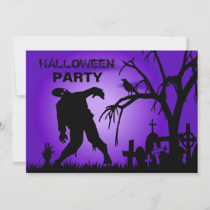 Ghoulish Halloween Costume Party Invitation-violet Kaart