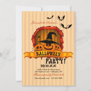 Ghoulish Pumpkins Halloween Party Invitation Kaart