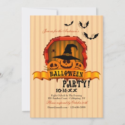 Ghoulish Pumpkins Halloween Party Uitnodiging (Voorkant)