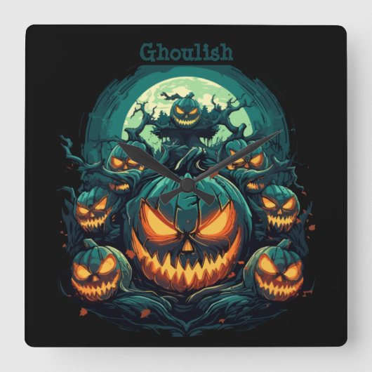 Ghoulish schittering vierkante klok (Voorkant)