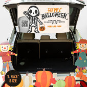 Ghoulish Skeleton Happy Halloween QR Business Spandoek