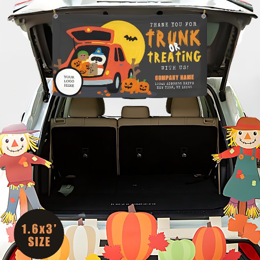 Ghoulish Trunk of Treat Halloween QR Business Spandoek