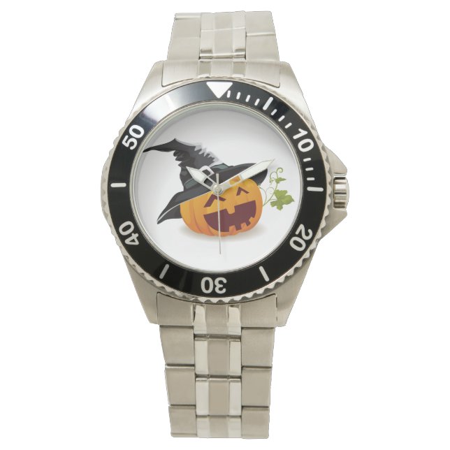 Ghoulishly Chique Halloween Roestvrij Staal Armban Horloge (Voorkant)