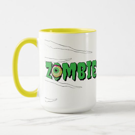 Ghoulishly Fun Funny Rippin' Zombie Halloween Mok (Links)