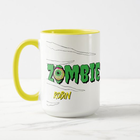 Ghoulishly Fun Funny Rippin' Zombie Halloween Mok (Links)