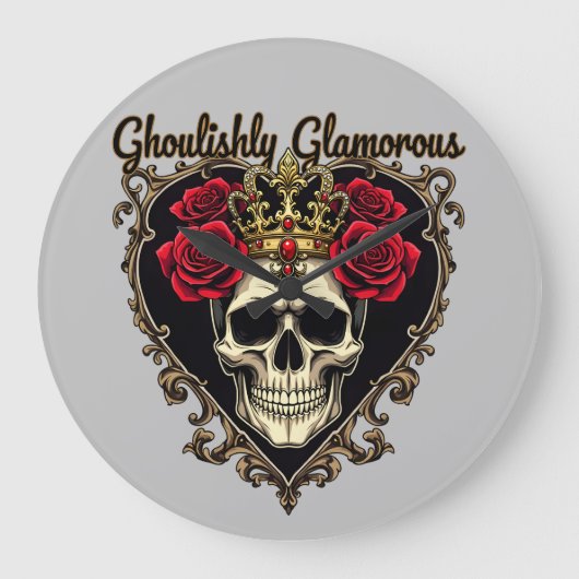 Ghoulishly Glamorous, Halloween Elegance Design Grote Klok (Voorkant)