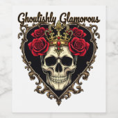 Ghoulishly Glamorous, Halloween Elegance Design Wijn Etiket (Enkel label)