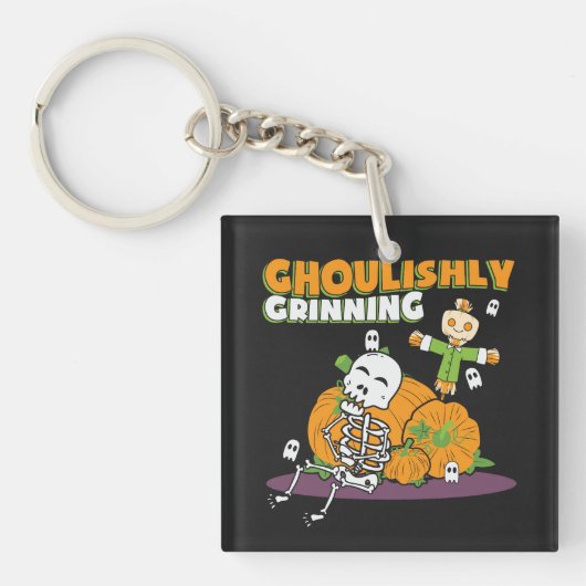 Ghoulishly Grinning Halloween Ghoul Sleutelhanger (voorkant)