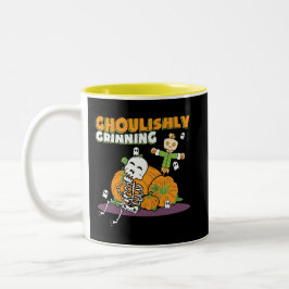 Ghoulishly Grinning Halloween Ghoul Tweekleurige Koffiemok