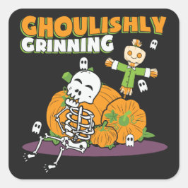 Ghoulishly Grinning Halloween Ghoul Vierkante Sticker