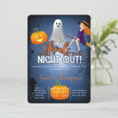 Ghouls avond uit halloween bachelorette kaart (Staand voorkant)