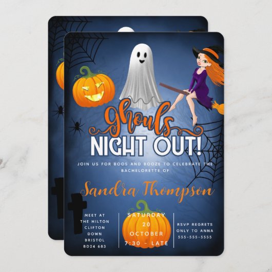 Ghouls avond uit halloween bachelorette kaart (Voorkant / Achterkant)