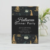 Ghouls en Monsters Zwart Halloween Diner Party Kaart (Staand voorkant)