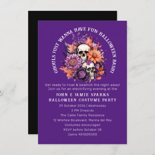 Ghouls Gewoon Wanna Fun: Volwassen Halloween Bash Kaart (Voorkant / Achterkant)