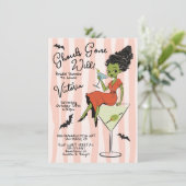 Ghouls Gone Wild Martinis Bruiloft Halloween Bruid Kaart (Staand voorkant)