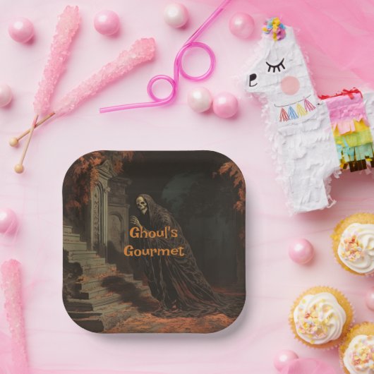 Ghoul's Gourmet Halloween Phantom In Crypt Papieren Bordje (Feest)