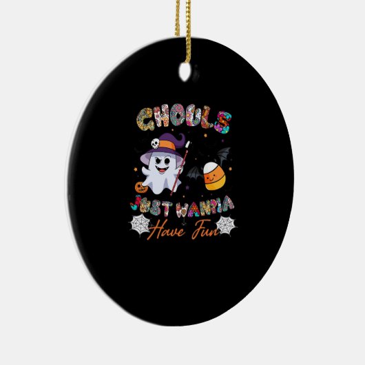 Ghouls Just Wanna Have Fun Shirt - Retro Halloween Keramisch Ornament (Rechts)