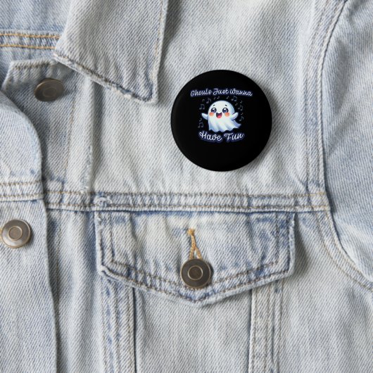 Ghouls Just Wanna Have Fun Sloth & Slogan Ronde Button 5,7 Cm (In situ)